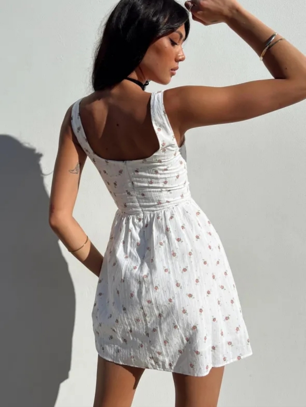 Princess Polly Samana Mini Dress White Curve Square Neck Cotton Floral- 14 - Picture 15 of 15